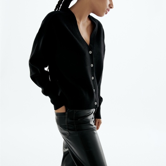 New Zara Fine Knit Cardigan With Jewel Buttons - Picture 7 of 9